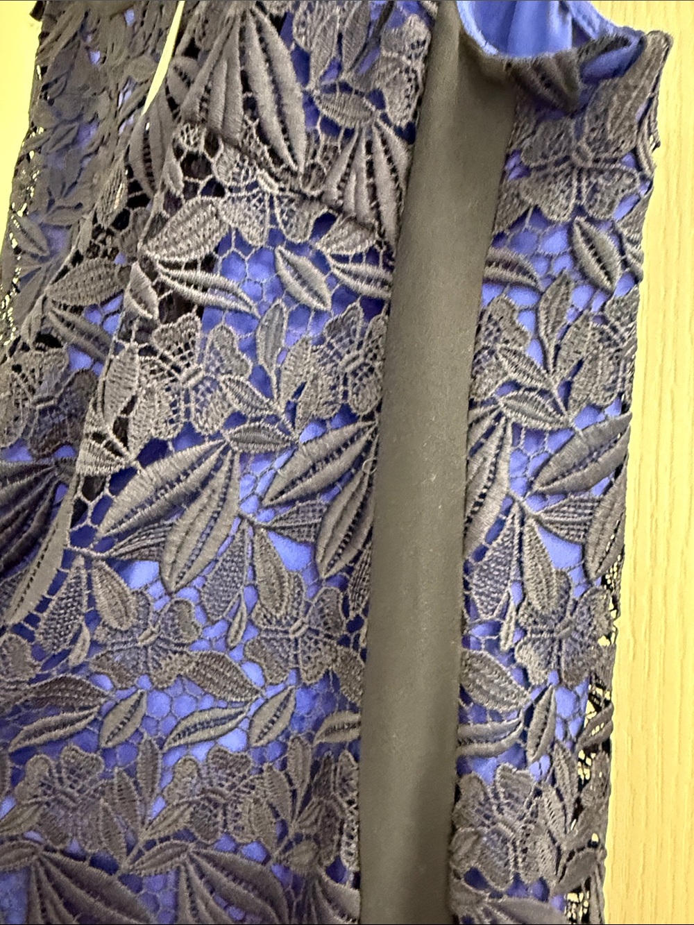 Marina Rinaldi Navy Lace Midi Dress with Bright Blue Lining - Picture 2 of 6